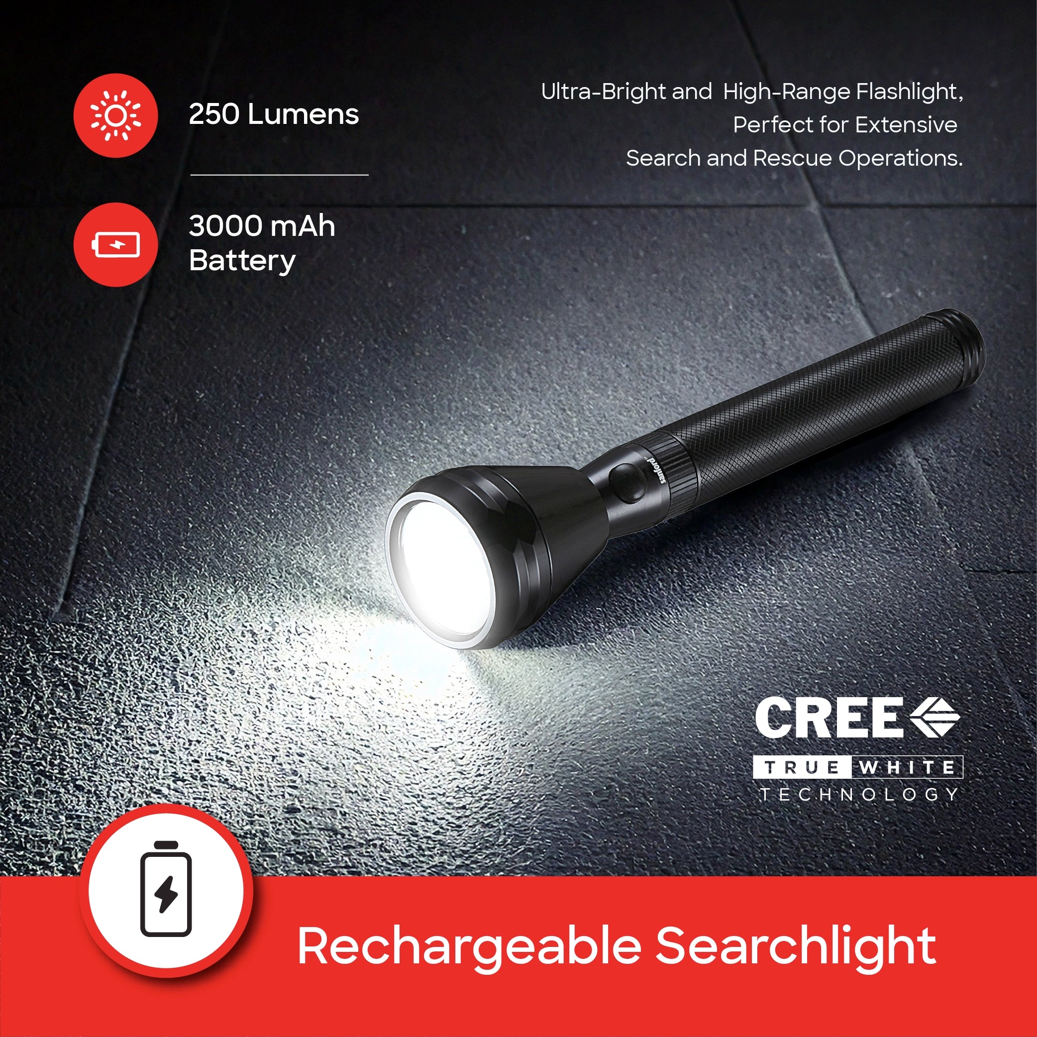 5W flashlight Army plus series 1800m beam distance sanford 3
