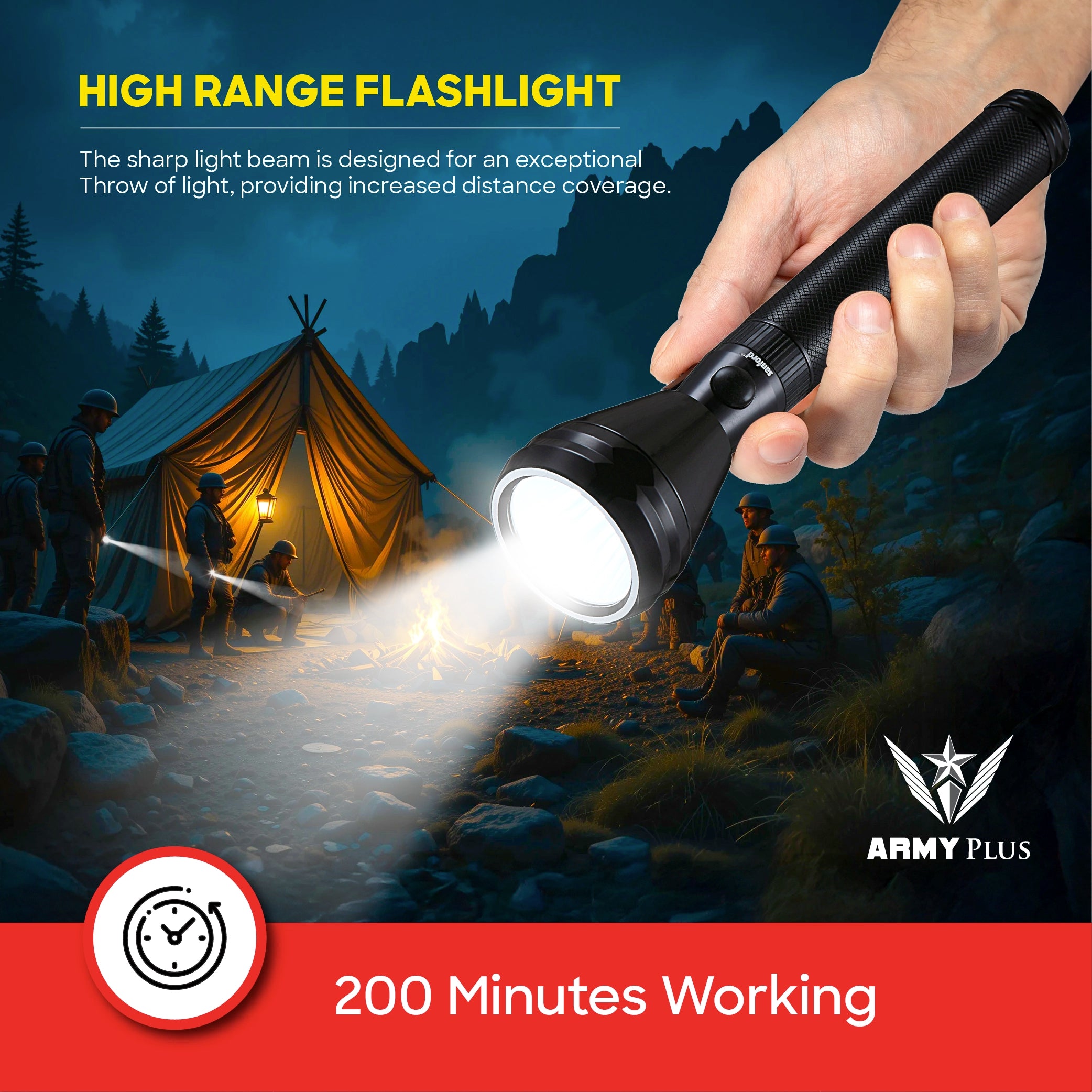 5W flashlight Army plus series 1800m beam distance sanford 5