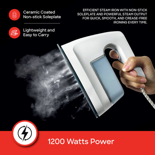 Sanford 1200W Portable Steam Iron Ceramic Soleplate Lightweight Design 110ml Tank - SF43SI