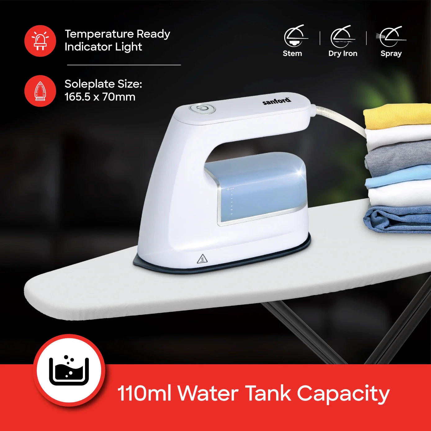 multifunctional steam iron 1200W ceramic non-stick soleplate sanford 4
