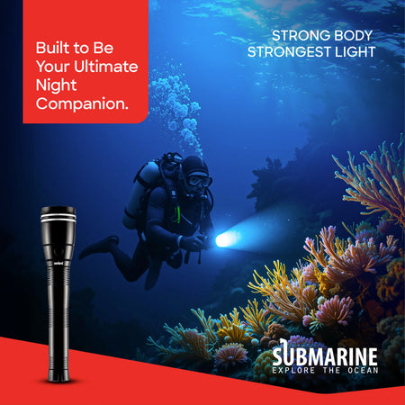 Sanford SF447SL Waterproof LED Flashlight Torch – lifestyle shot, underwater use