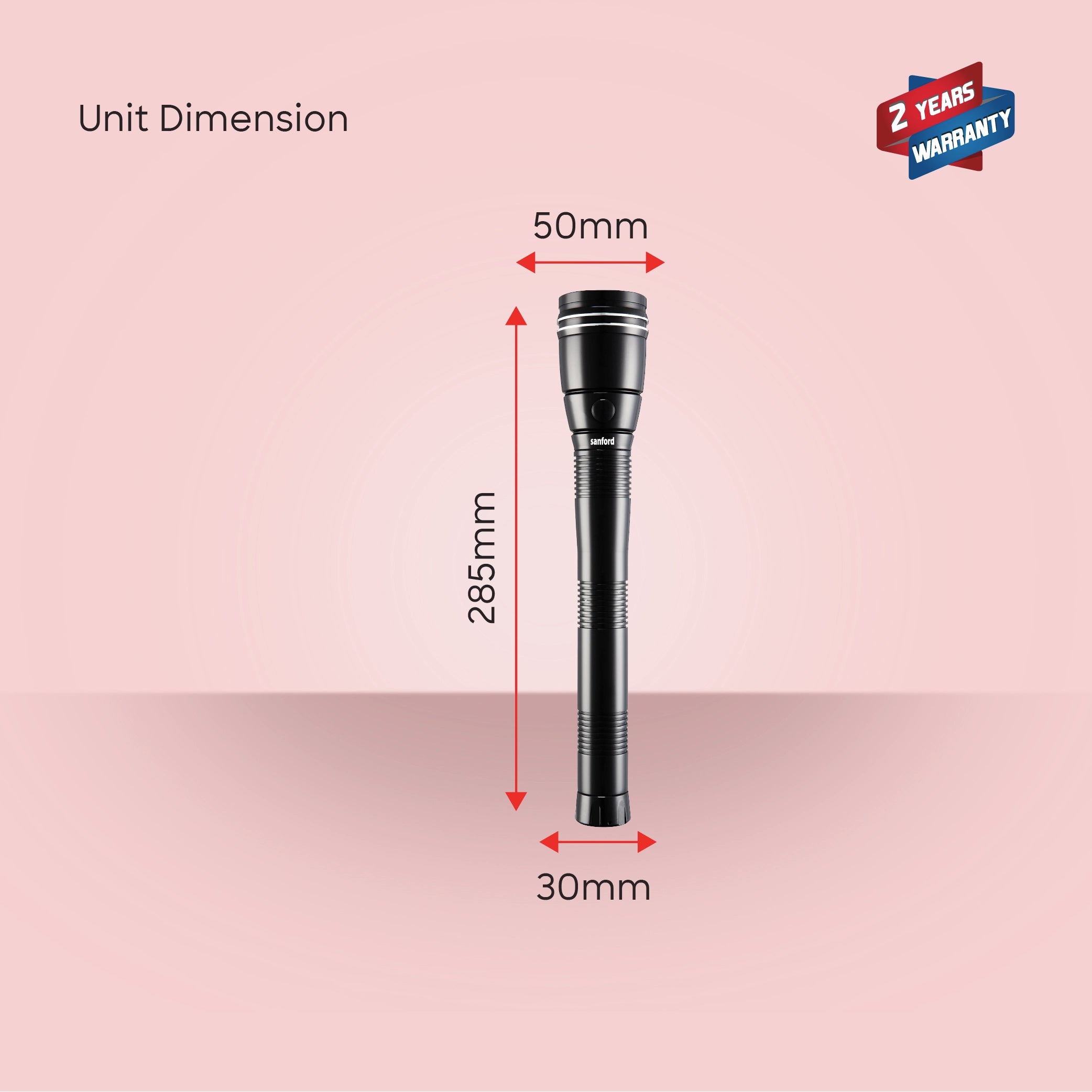 Waterproof LED flashlight torch 355 lumens durable body 3C battery sanford 6