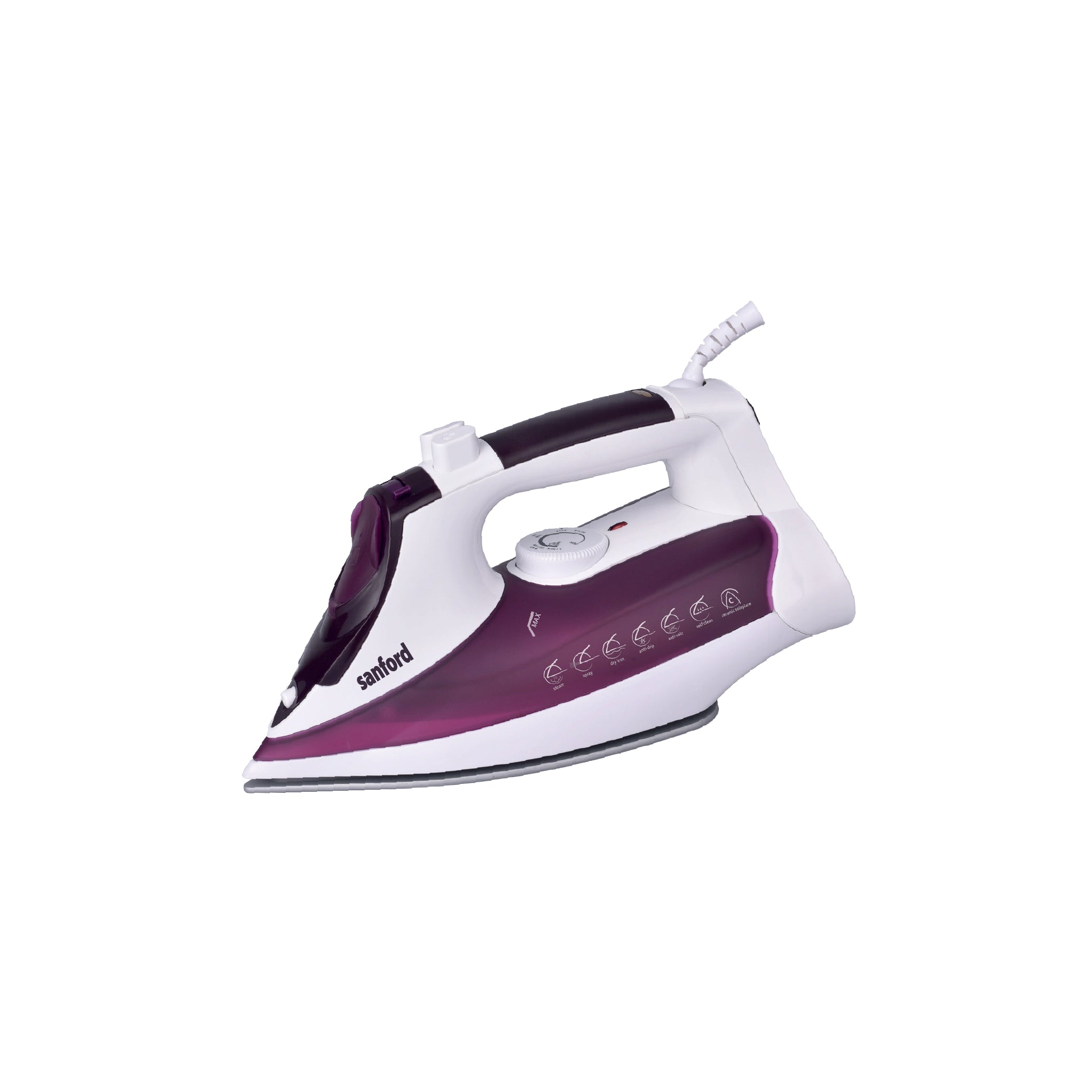 Steam iron 3000W adjustable thermostat and ceramic soleplate sanford 1