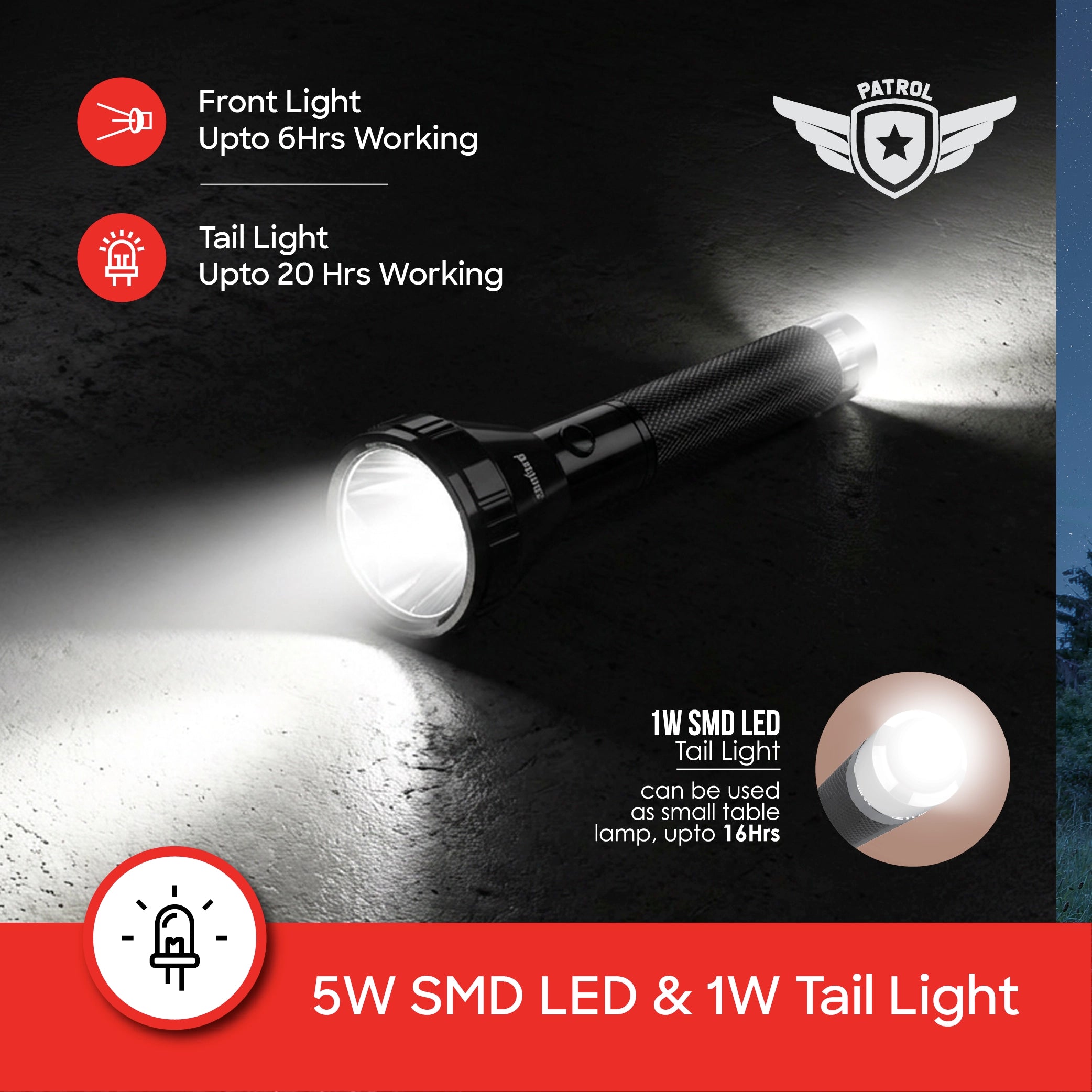 best rechargeable led flashlight torch 5W 250 lumens 3000mAh sanford 4