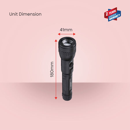 Sanford SF4665SL Rechargeable LED Torch – unit dimensions and measurements
