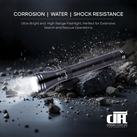 Sanford SF4669SL LED Torch – corrosion, water and shock resistance feature callout
