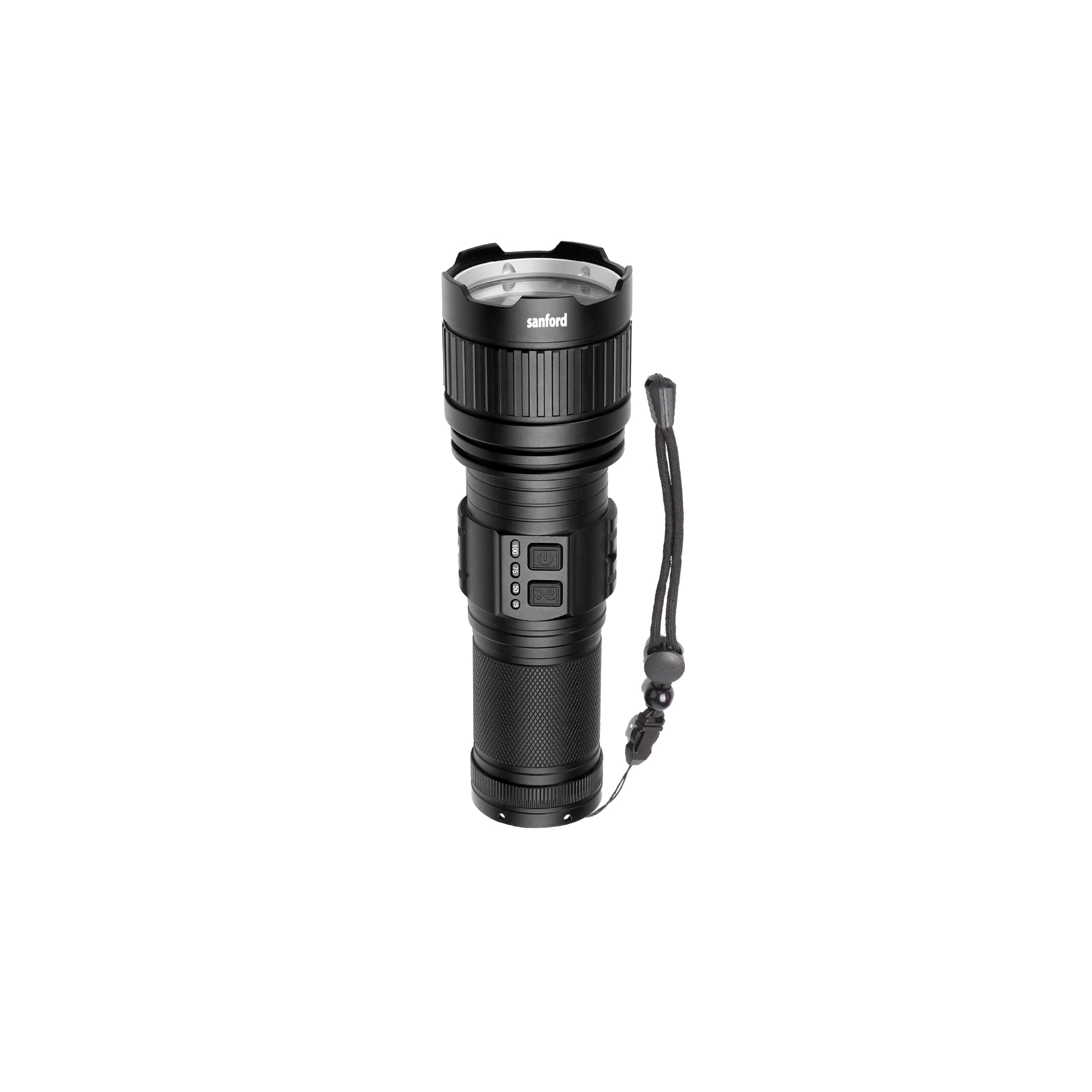 rechargeable LED flashlight 60W with 3000 lumens 2600m range sanford 1
