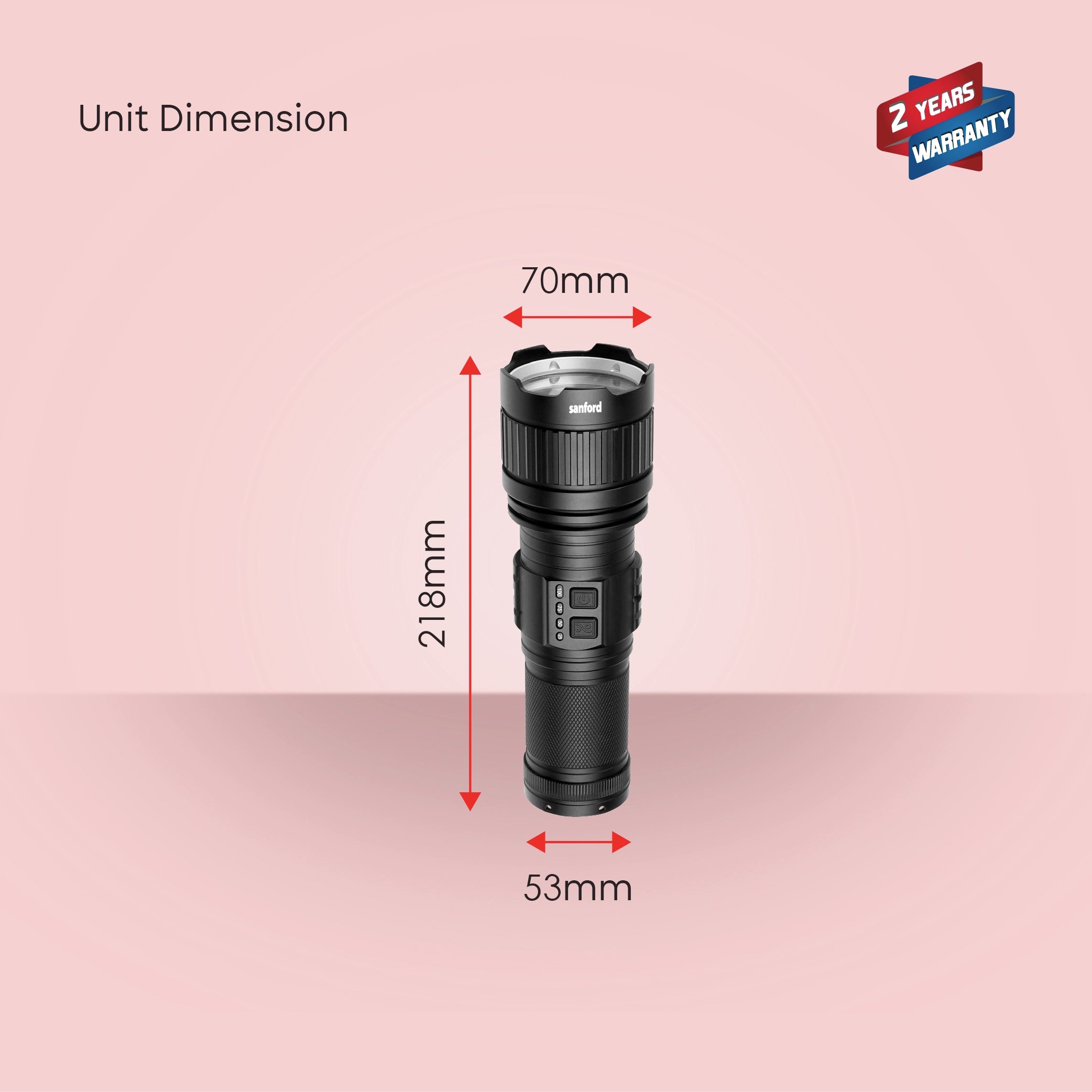 rechargeable LED flashlight 60W with 3000 lumens 2600m range sanford 6