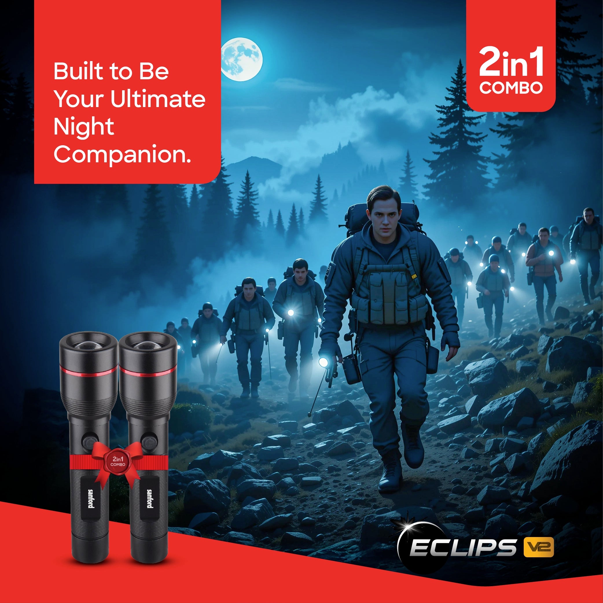 rechargeable LED flashlight combo 2 pack zoom torch sanford 2