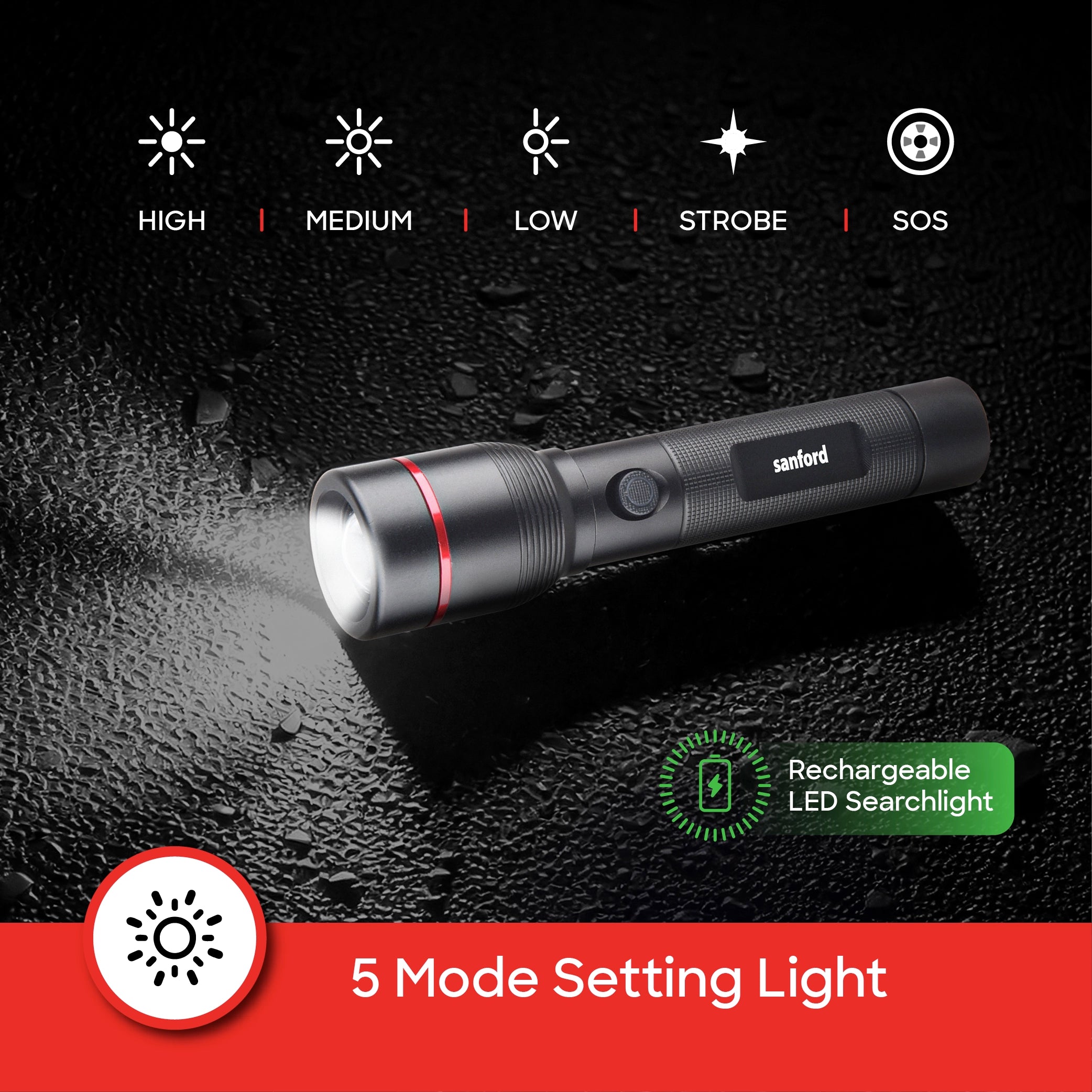 rechargeable LED flashlight combo 2 pack zoom torch sanford 5