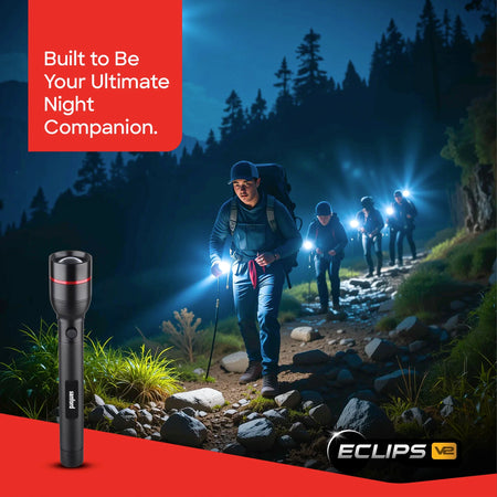 Sanford SF4675SL Zoom Flashlight – lifestyle shot, man with flashlight outdoors