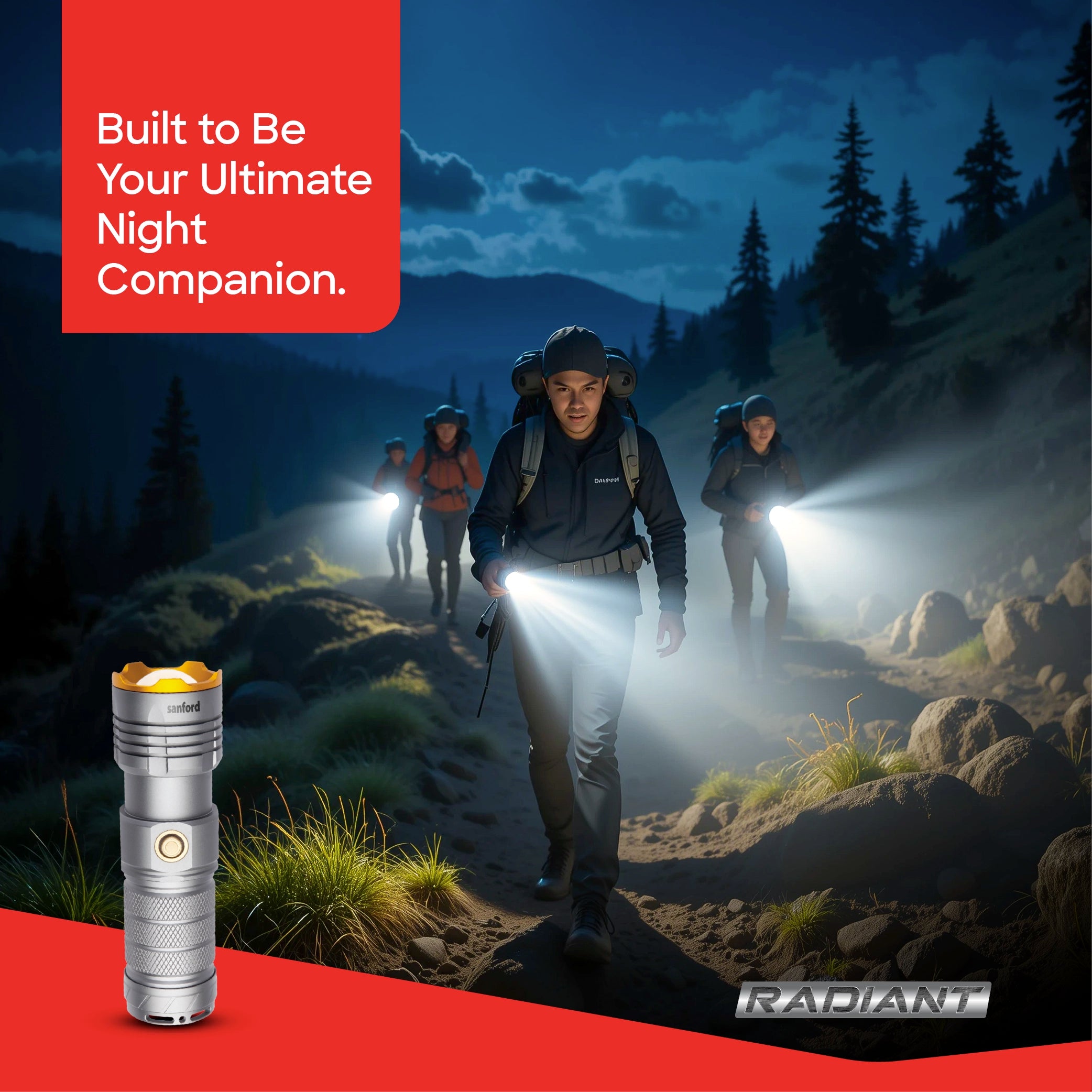  20W laser LED zoom flashlight dual 3.7V radiant series sanford 2
