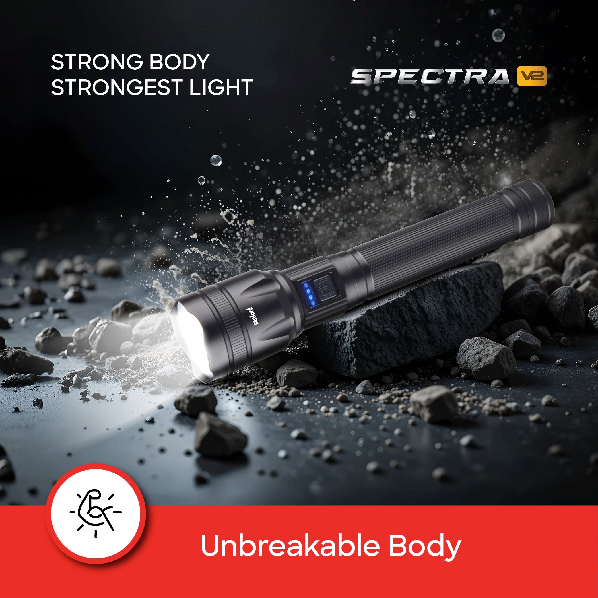 25W LED flashlight with 4800m range and 10 hour runtime sanford 7