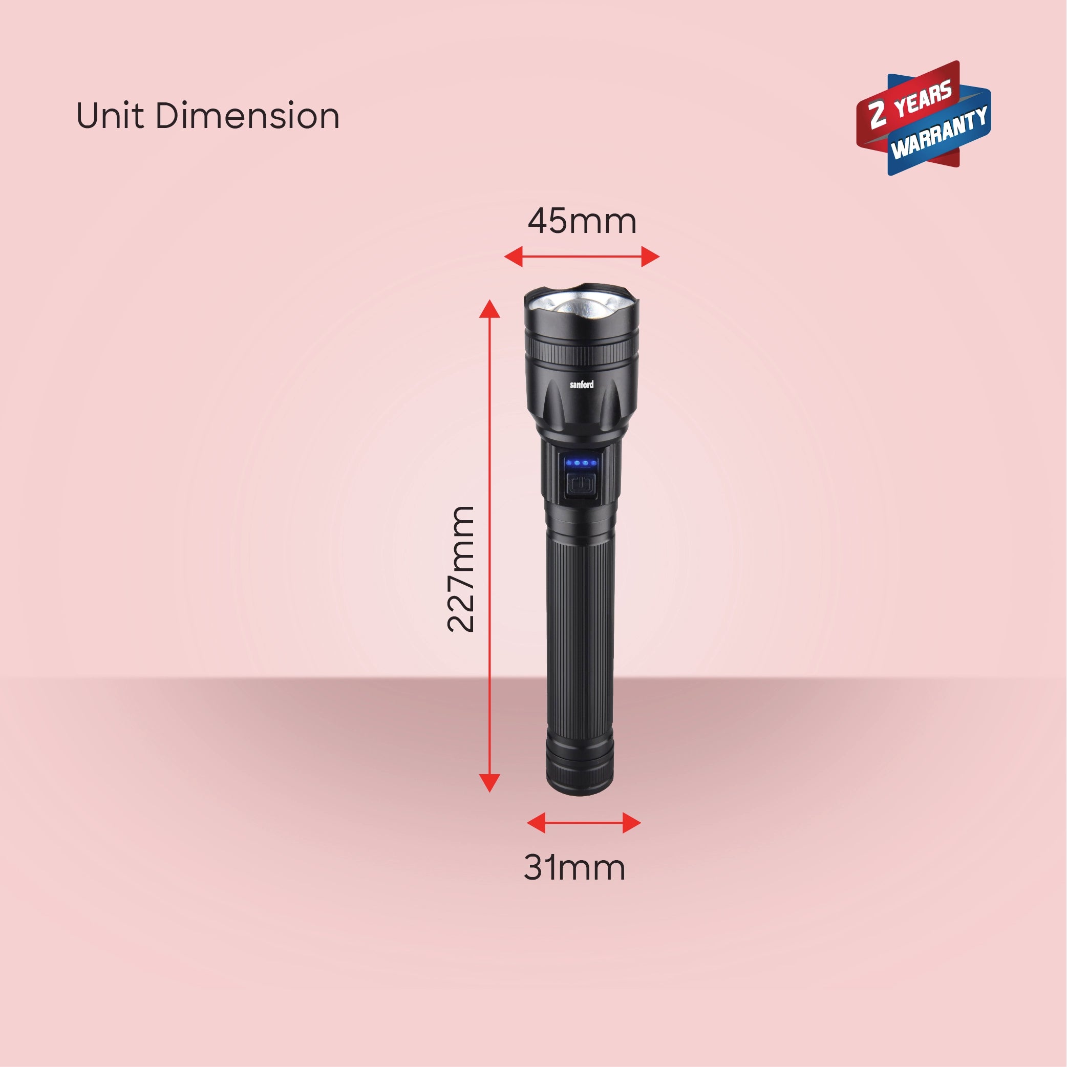 25W LED flashlight with 4800m range and 10 hour runtime sanford 8