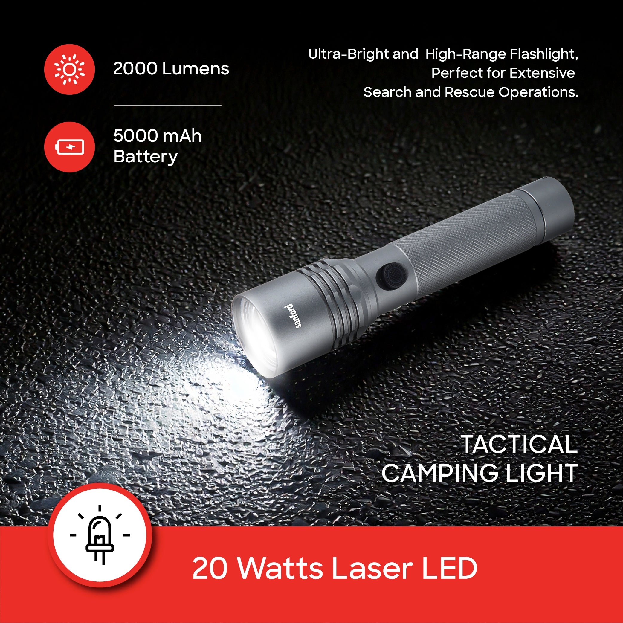 20W laser LED zoom flashlight sanford 3