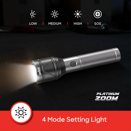 40W LED flashlight torch 2400m range rechargeable zoom 8000mAh 4 modes sanford 5