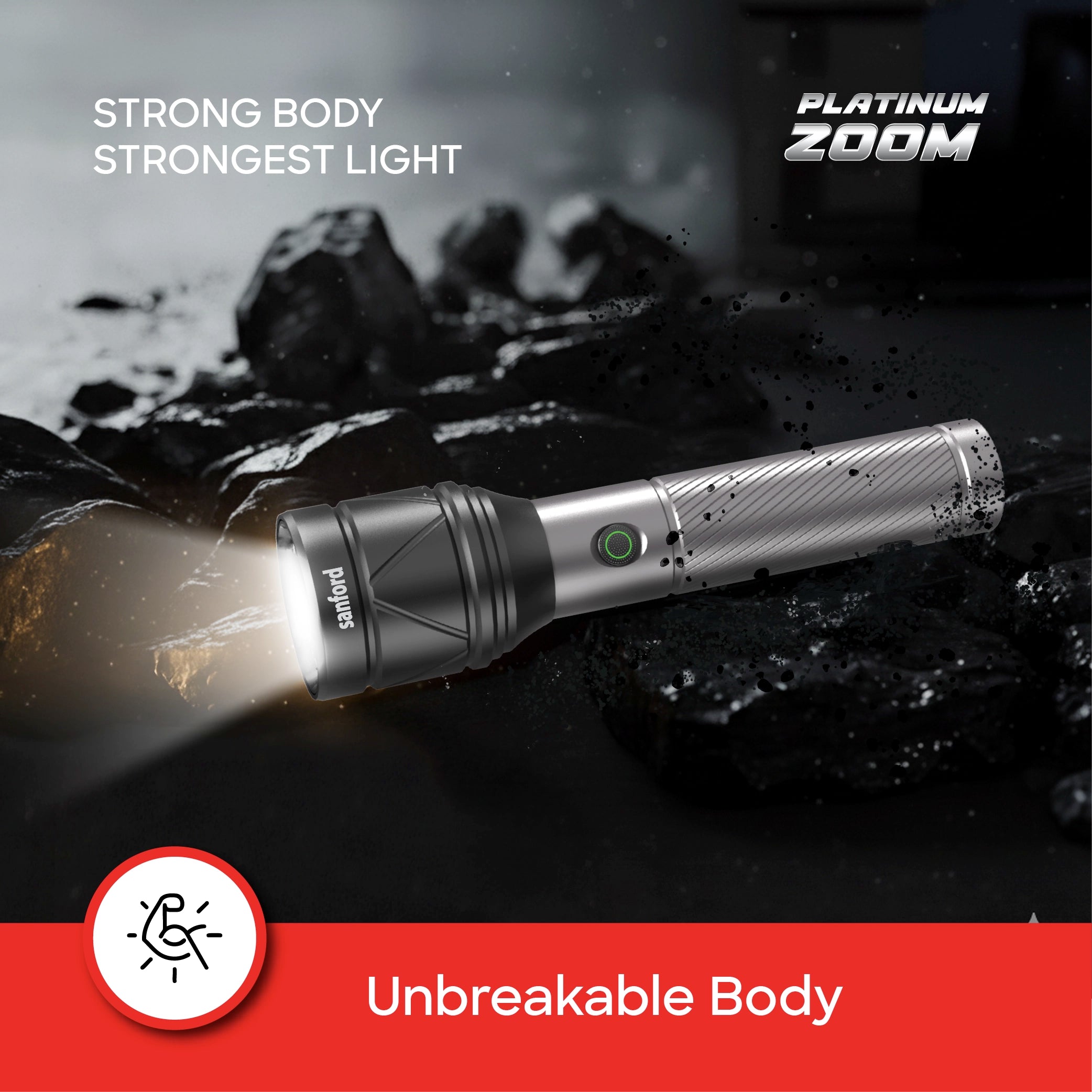 40W LED flashlight torch 2400m range rechargeable zoom 8000mAh 4 modes sanford 7