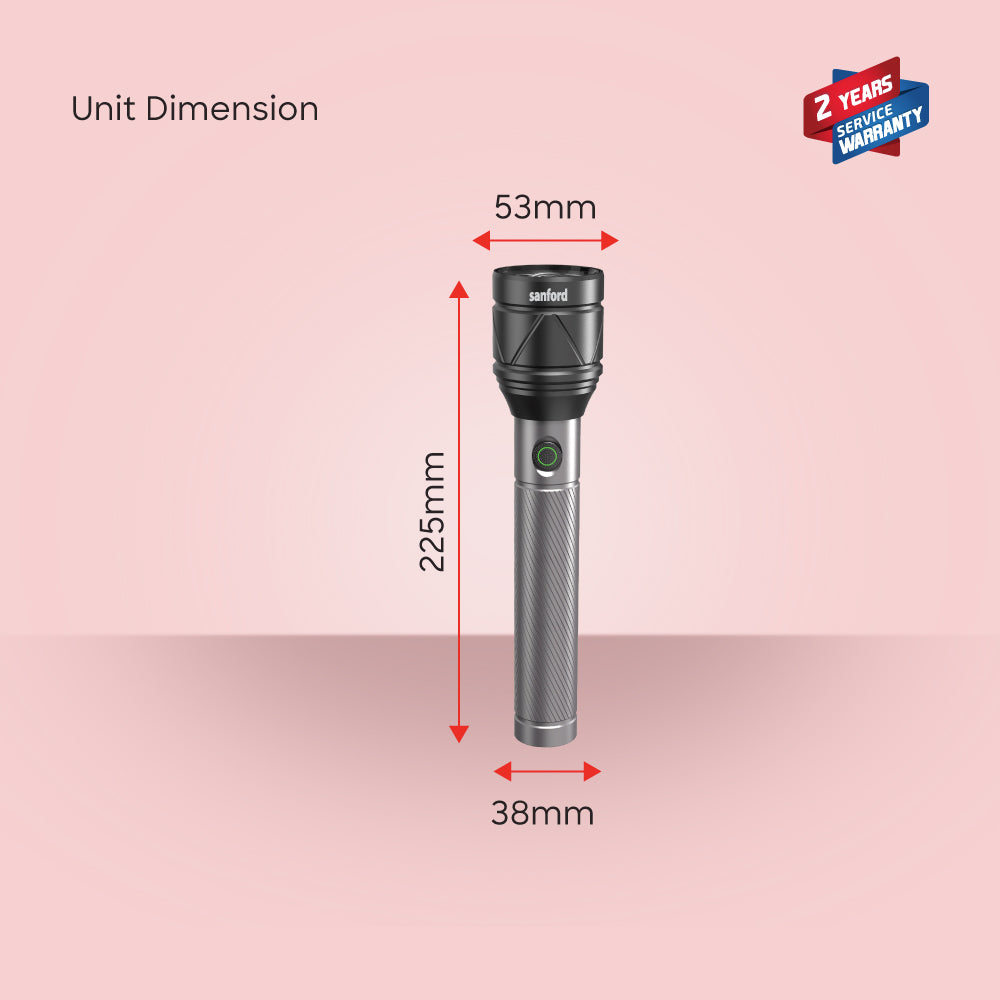 Zoom flashlight torch adjustable 3800m range 5000 lumens rechargeable battery sanford 8