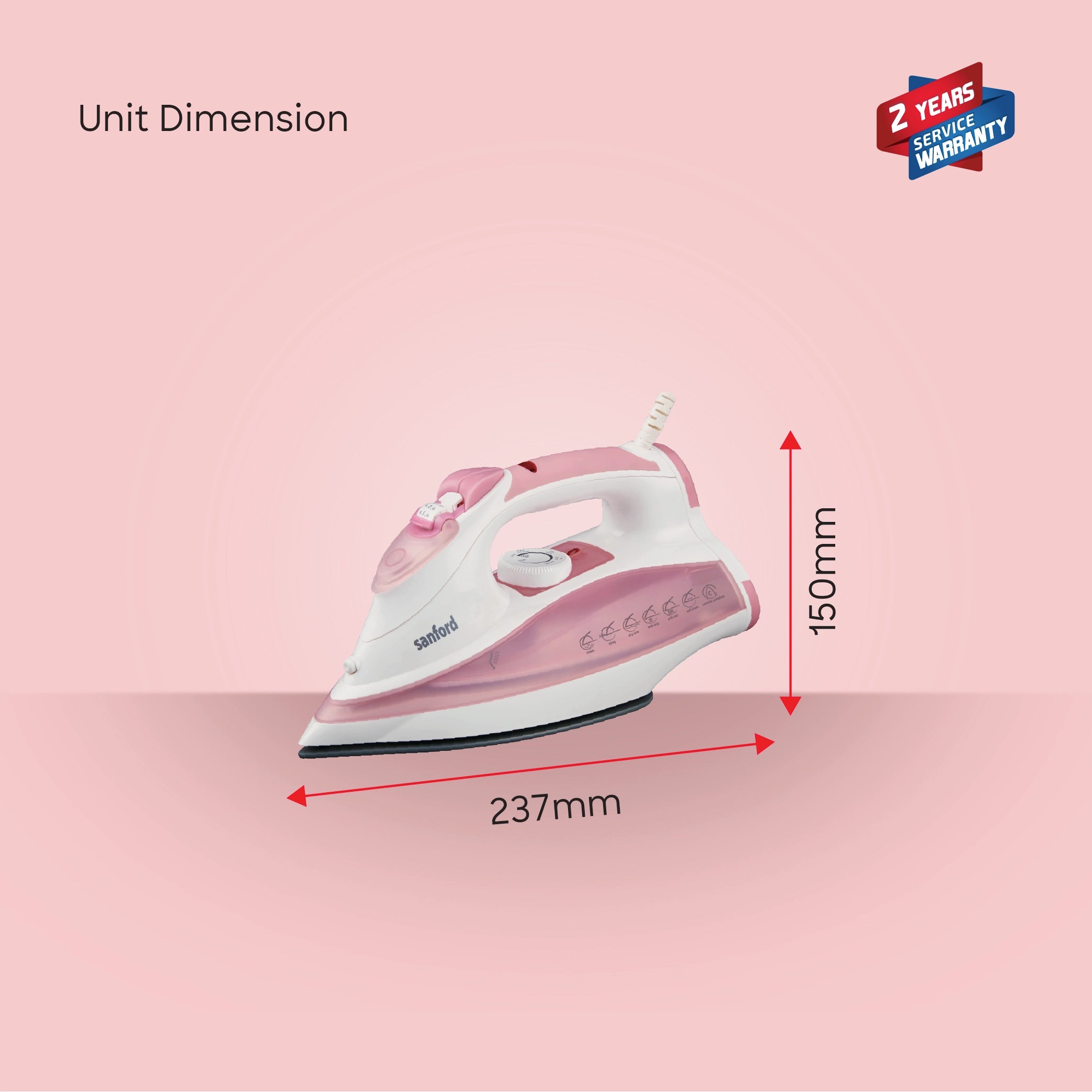 Steam iron 3000W with ceramic soleplate large water tank high steam output sanford 6