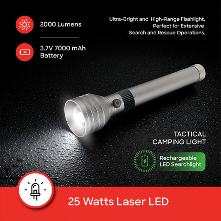 Sanford SF4700SL Zoom Flashlight Torch – 25W laser LED and 2000 lumens feature callout