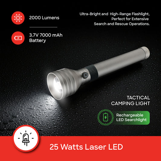 Sanford LED Flashlight Rechargeable Zoom Combo 2-in-1 5-Function Torch 3200m Range 25W - SF4701SLC