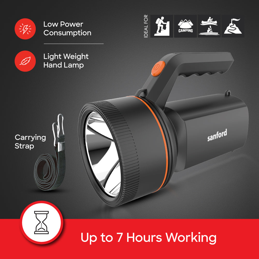 Sanford LED Hand Lamp Rechargeable 700m Range 10W 500 Lumens Flashlight Torch - SF4743SL