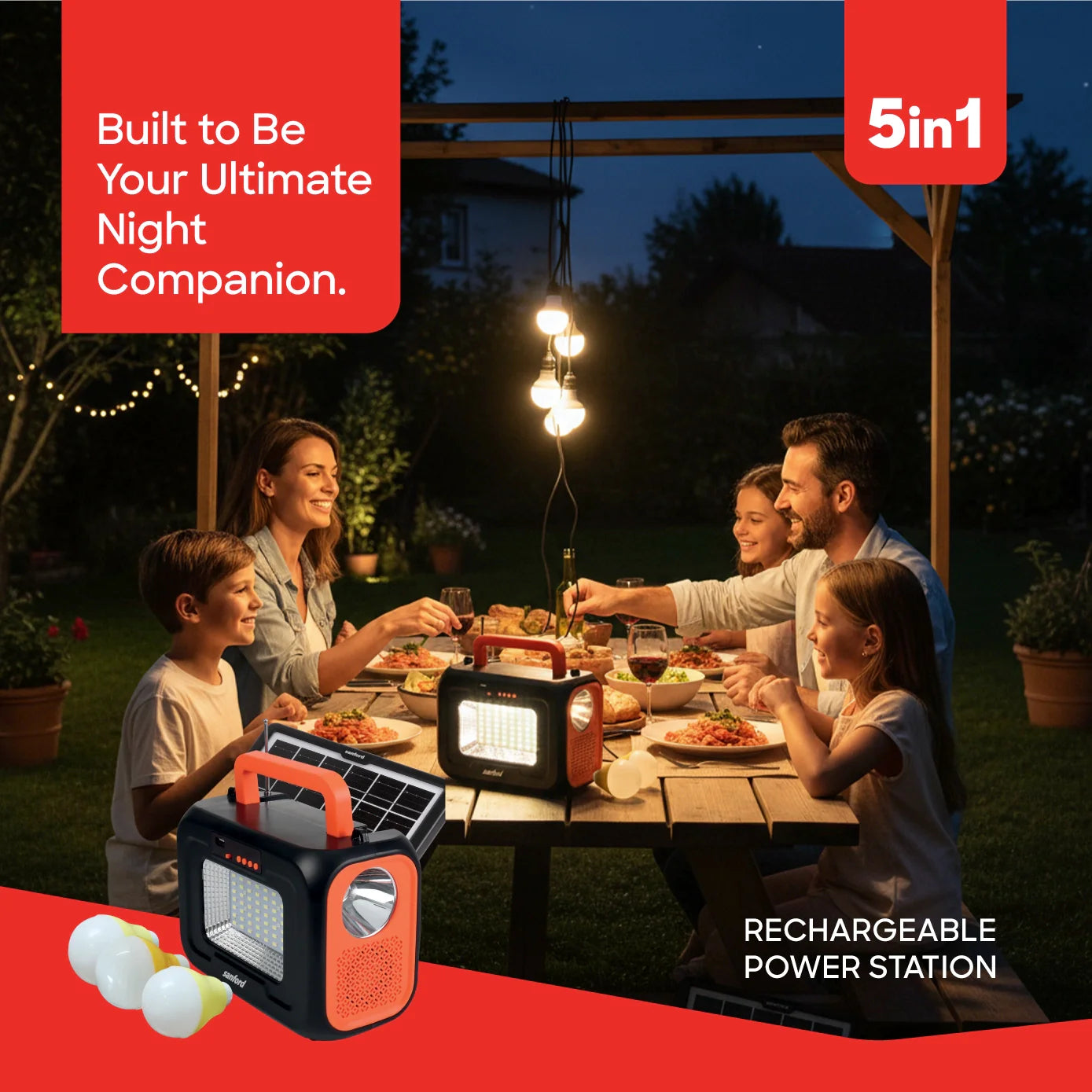 rechargeable power station 5 in 1 bluetooth & FM radio sanford 2