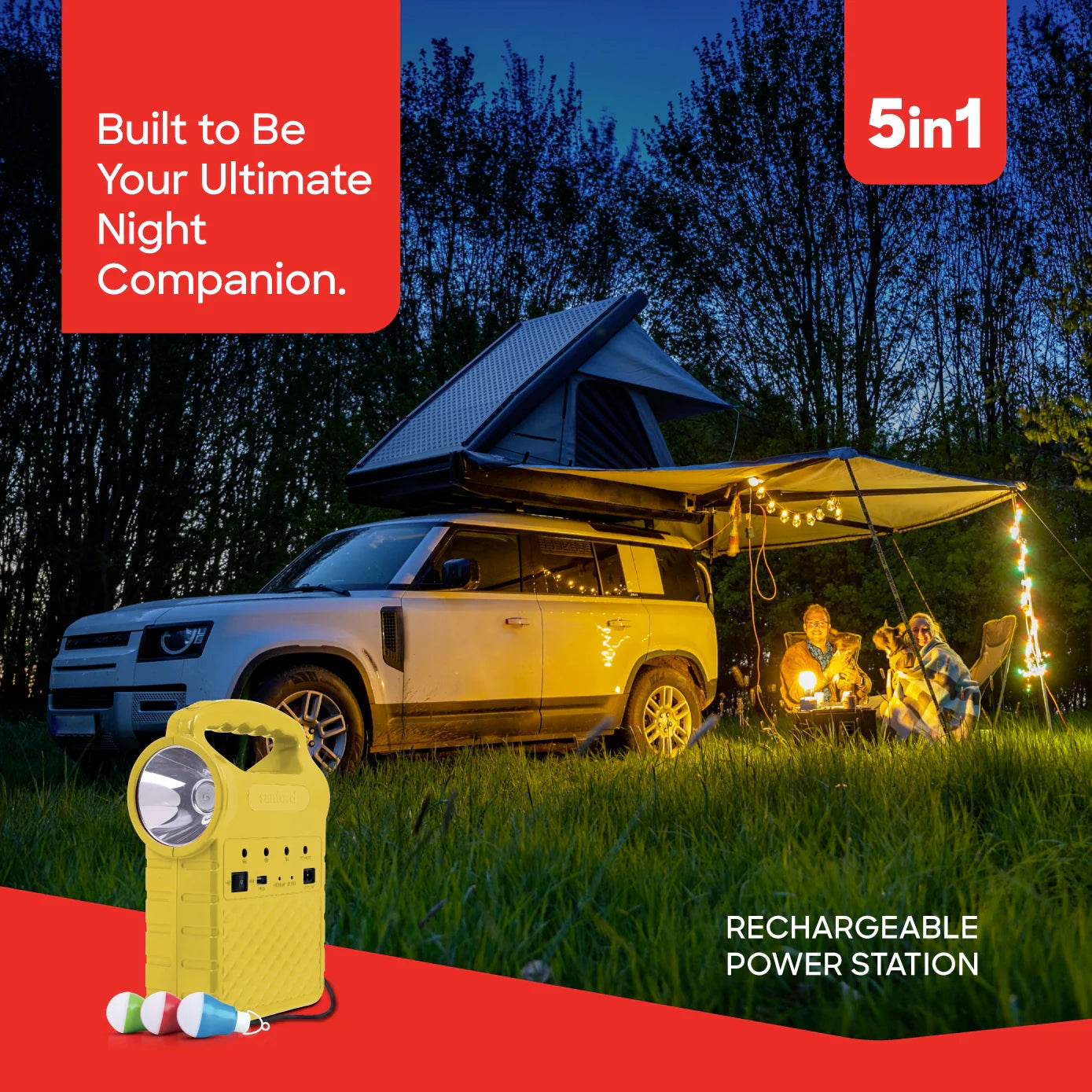 best rechargeable power station 5 in 1 solar panel & USB charging sanford 2