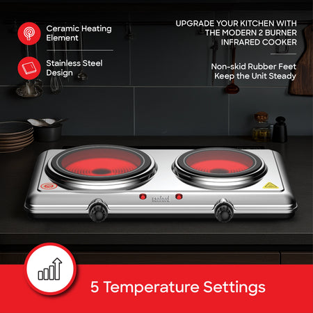 Dual Infrared Cooker 2100W  5 Temperature Settings sanford 3