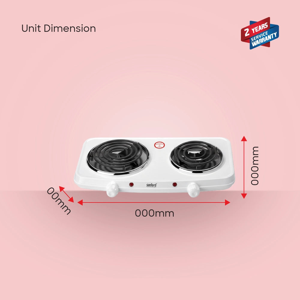 electric hot plate double burner 2250W spiral heating control sanford 6