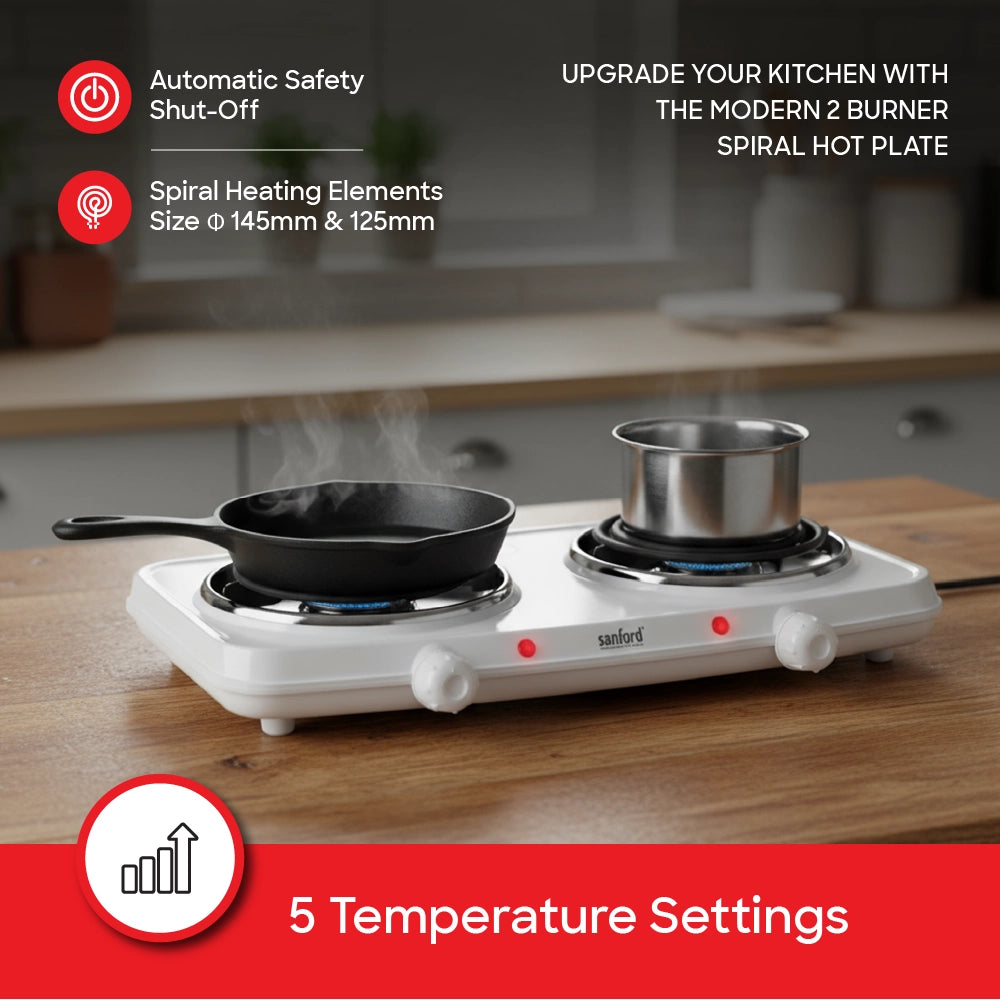 electric hot plate double burner 2250W spiral heating control sanford 3