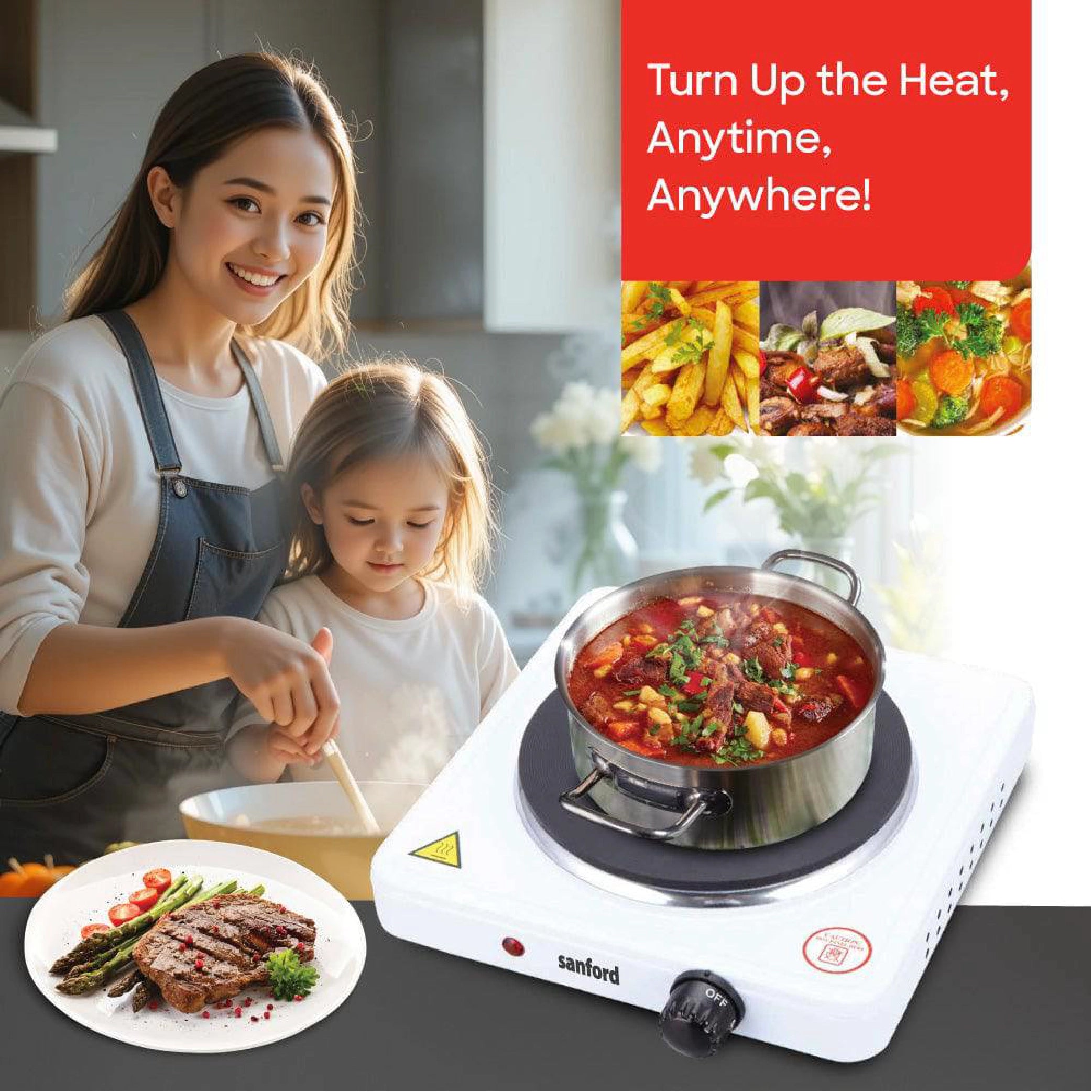 Single hot plate 1500W with adjustable temperature control sanford 2