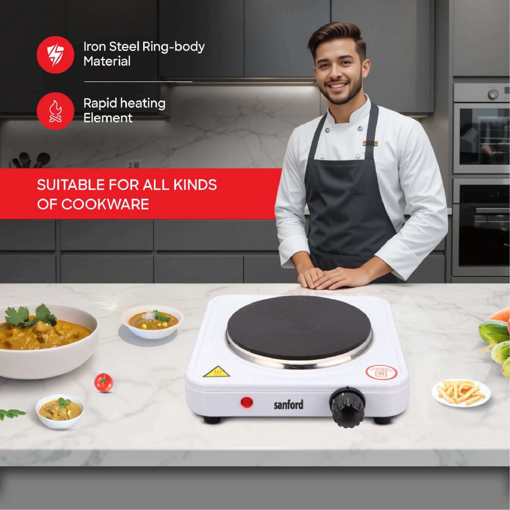 Single hot plate 1500W with adjustable temperature control sanford 4