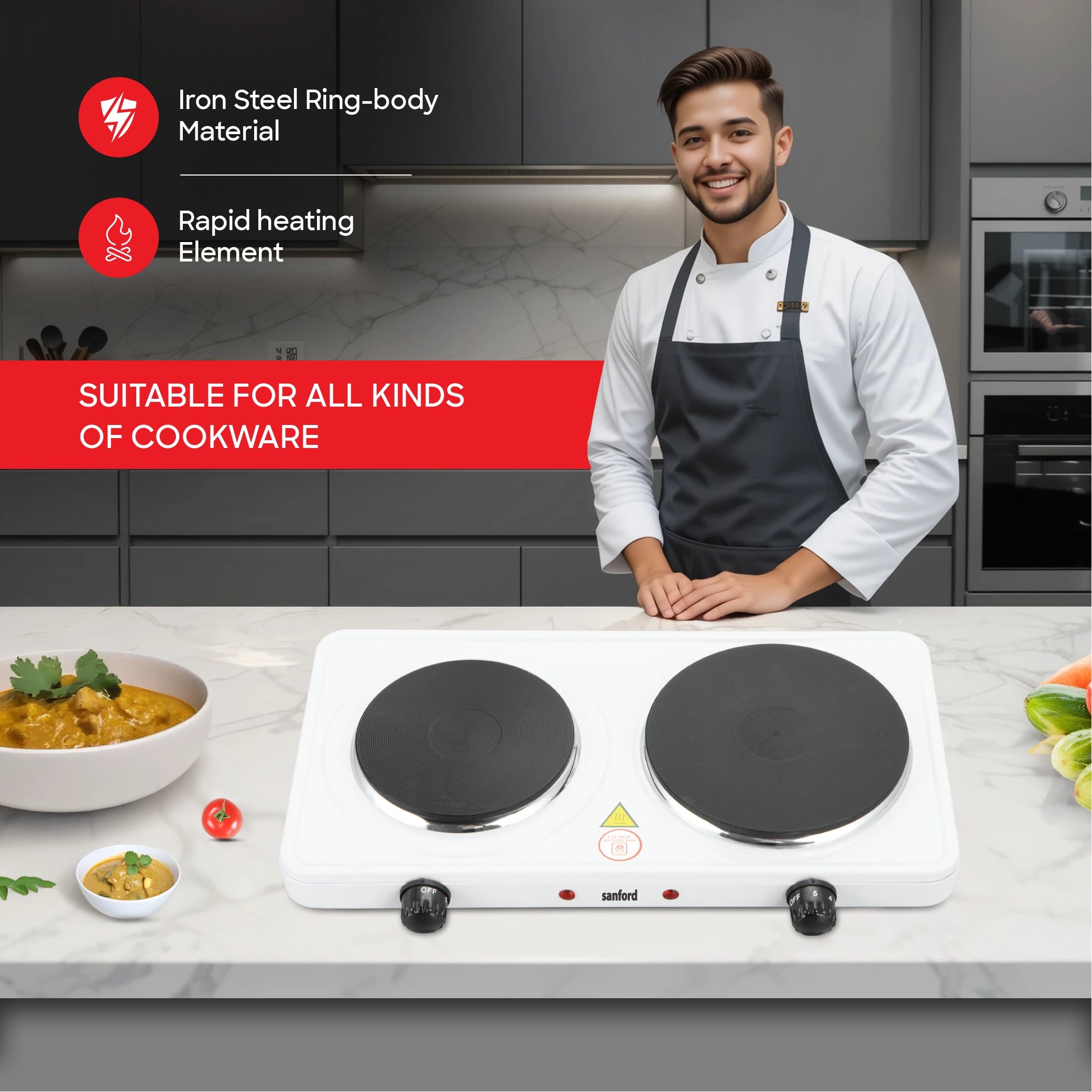 Double hot plate 1500W with adjustable temperature control sanford 4