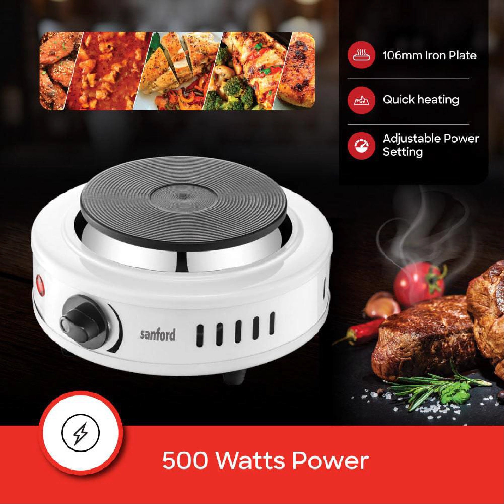 Single hot plate 500W with adjustable temperature control sanford 3