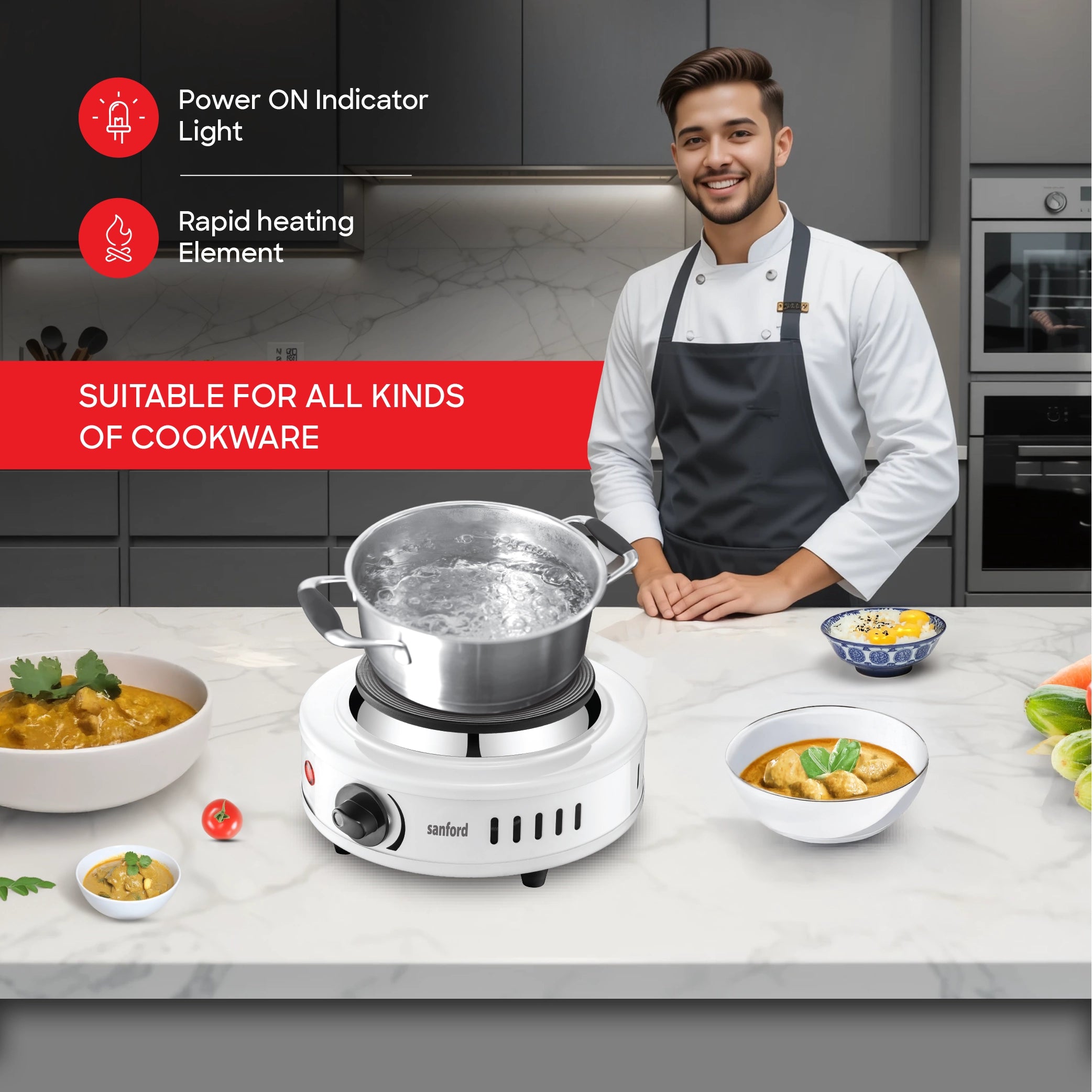 Single hot plate 500W with adjustable temperature control sanford 4