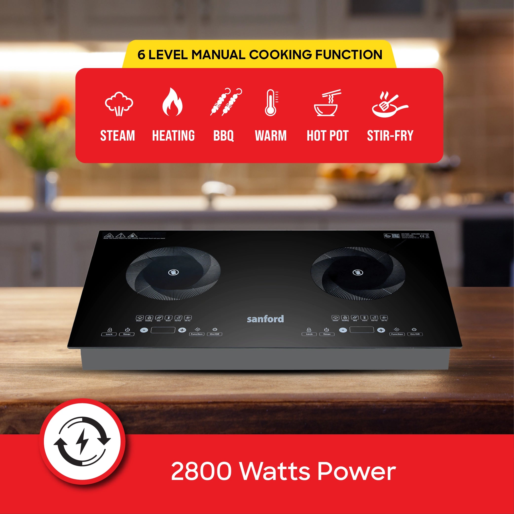 Double Burner Infrared Cooker  2800W Ceramic Heating BBQ Grill sanford 5