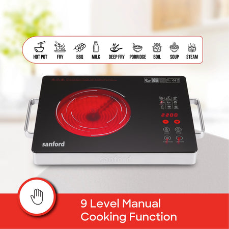  2 in 1 Single Burner Infrared Cooker 2200W with BBQ Grill & timer sanford 4