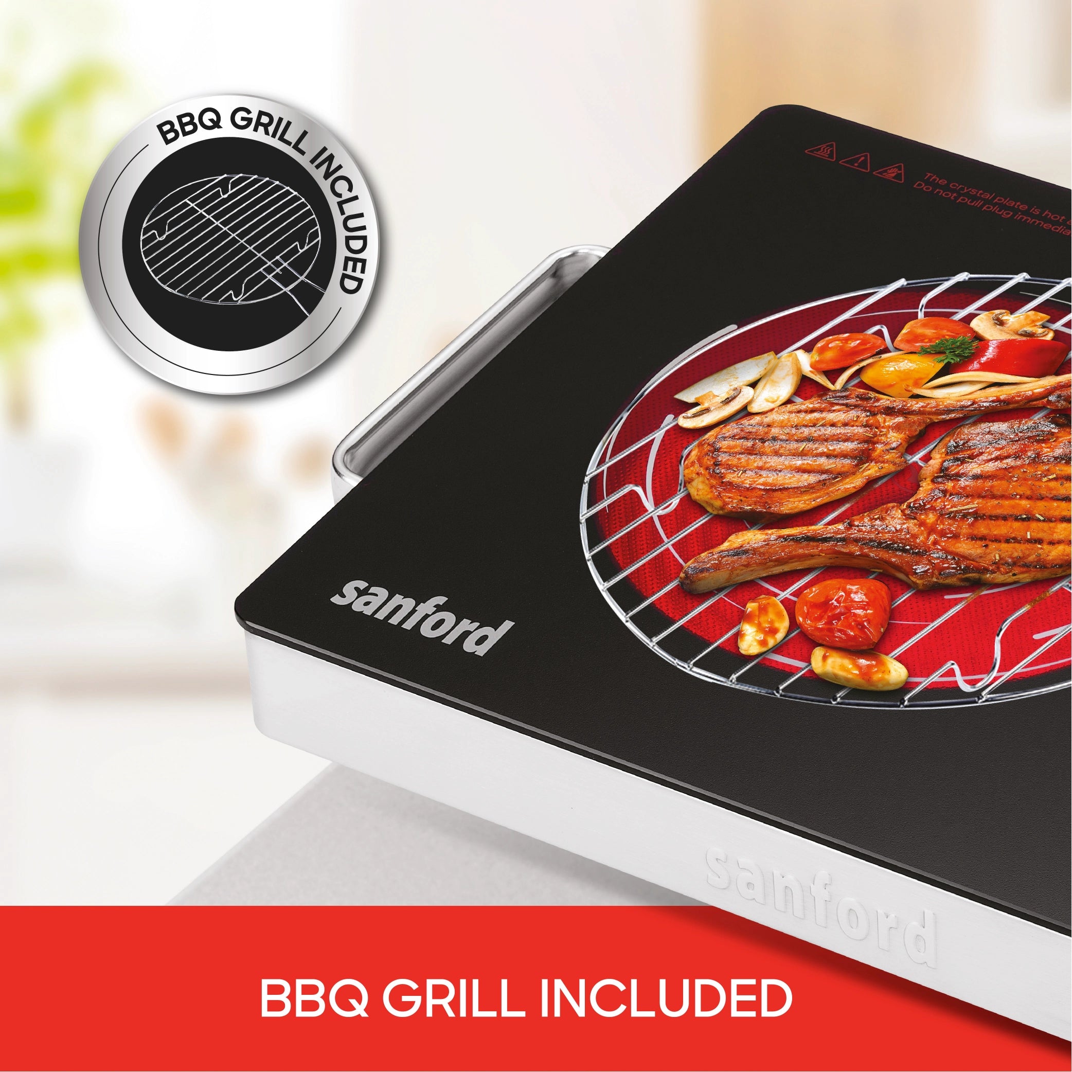 2 in 1 Single Burner Infrared Cooker 2200W with BBQ Grill & timer sanford 5