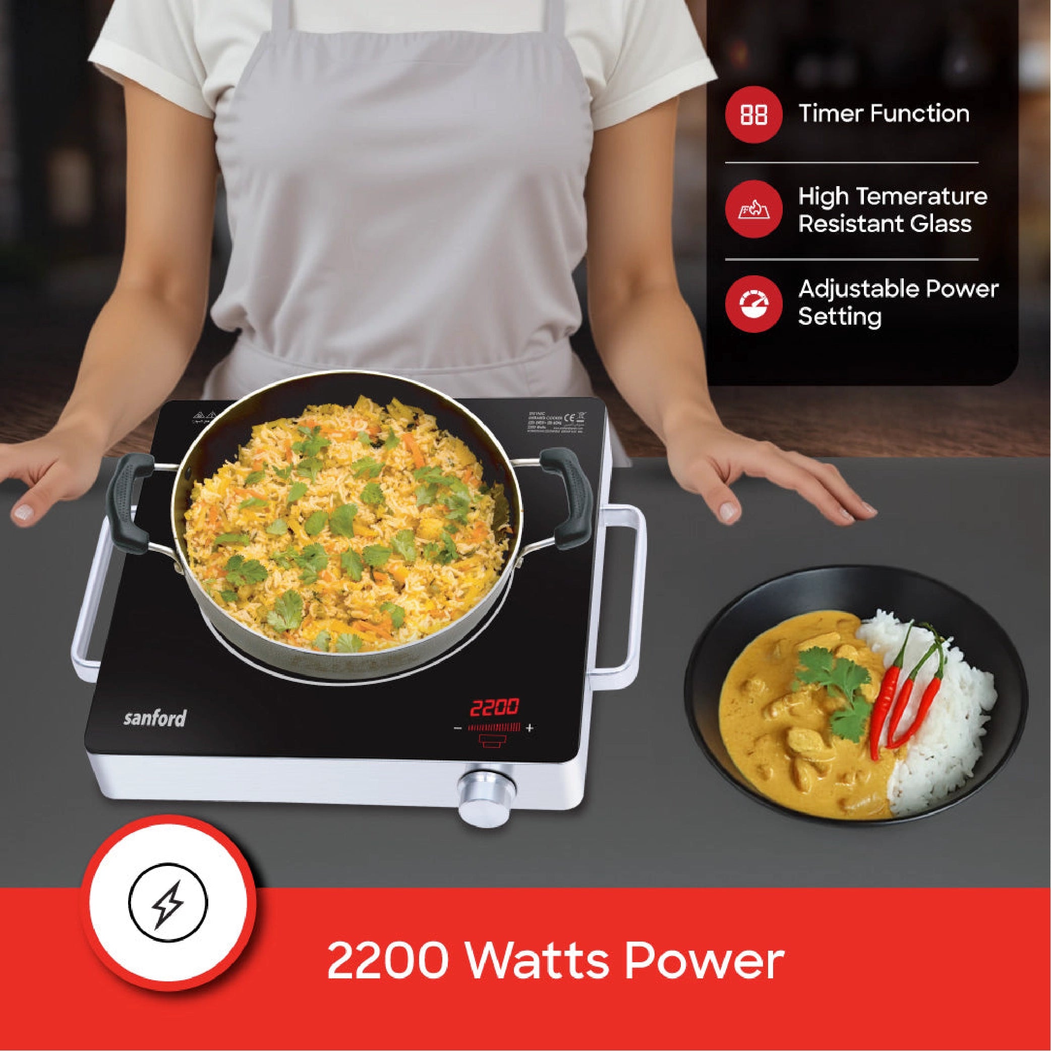 single burner Infrared cooker  2200W ceramic heating digital display sanford 3