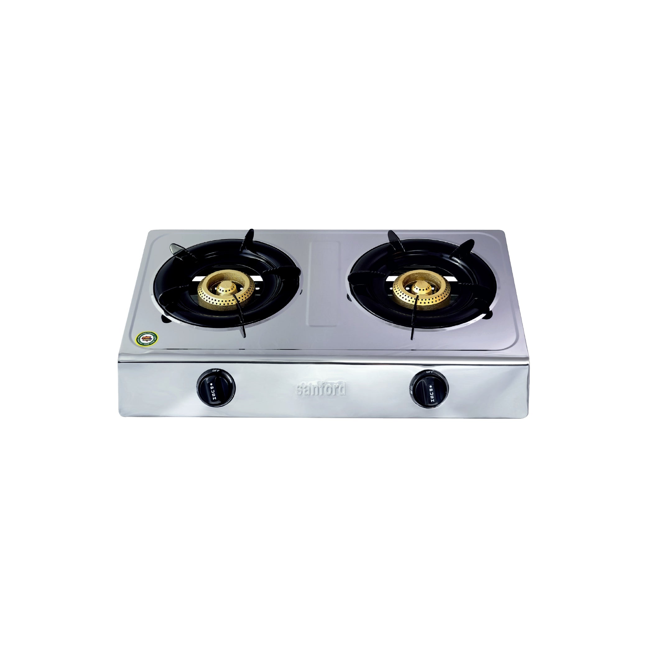 2 burner gas stove stainless steel body auto ignition cast iron burners sanford 1