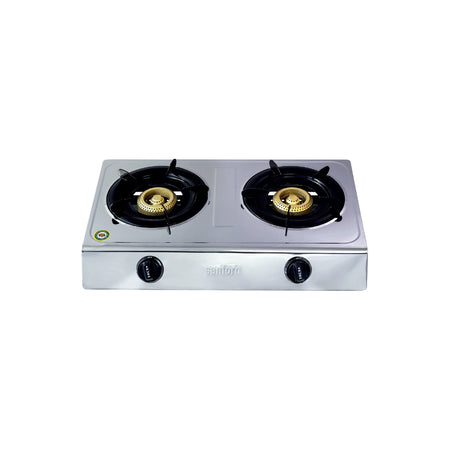 2 burner gas stove stainless steel body auto ignition cast iron burners sanford 1