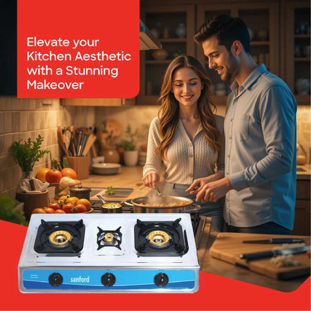 3 burner gas stove with stainless steel auto ignition and high efficiency flame sanford 2