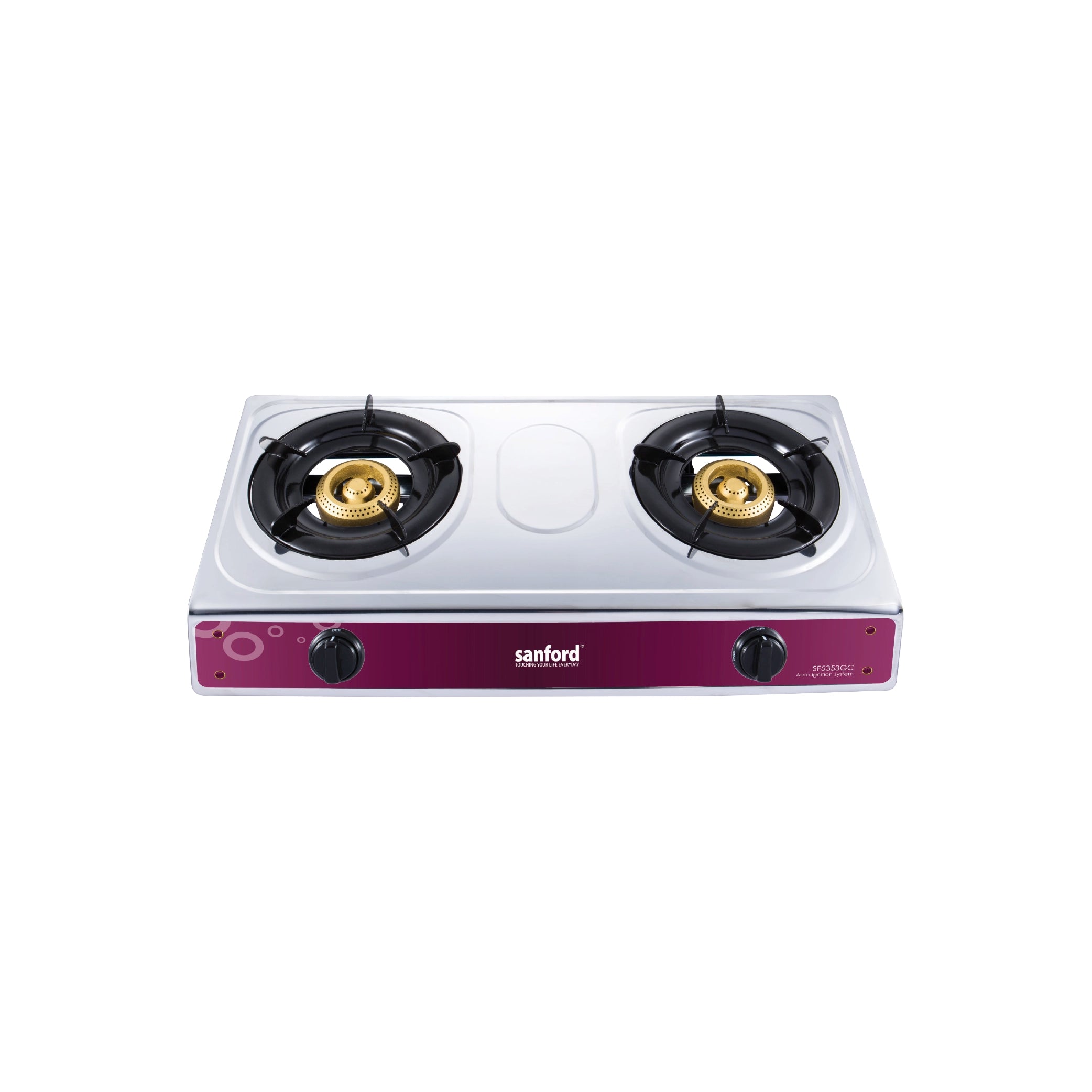 2 burner gas stove stainless steel auto ignition blue flame sanford 1