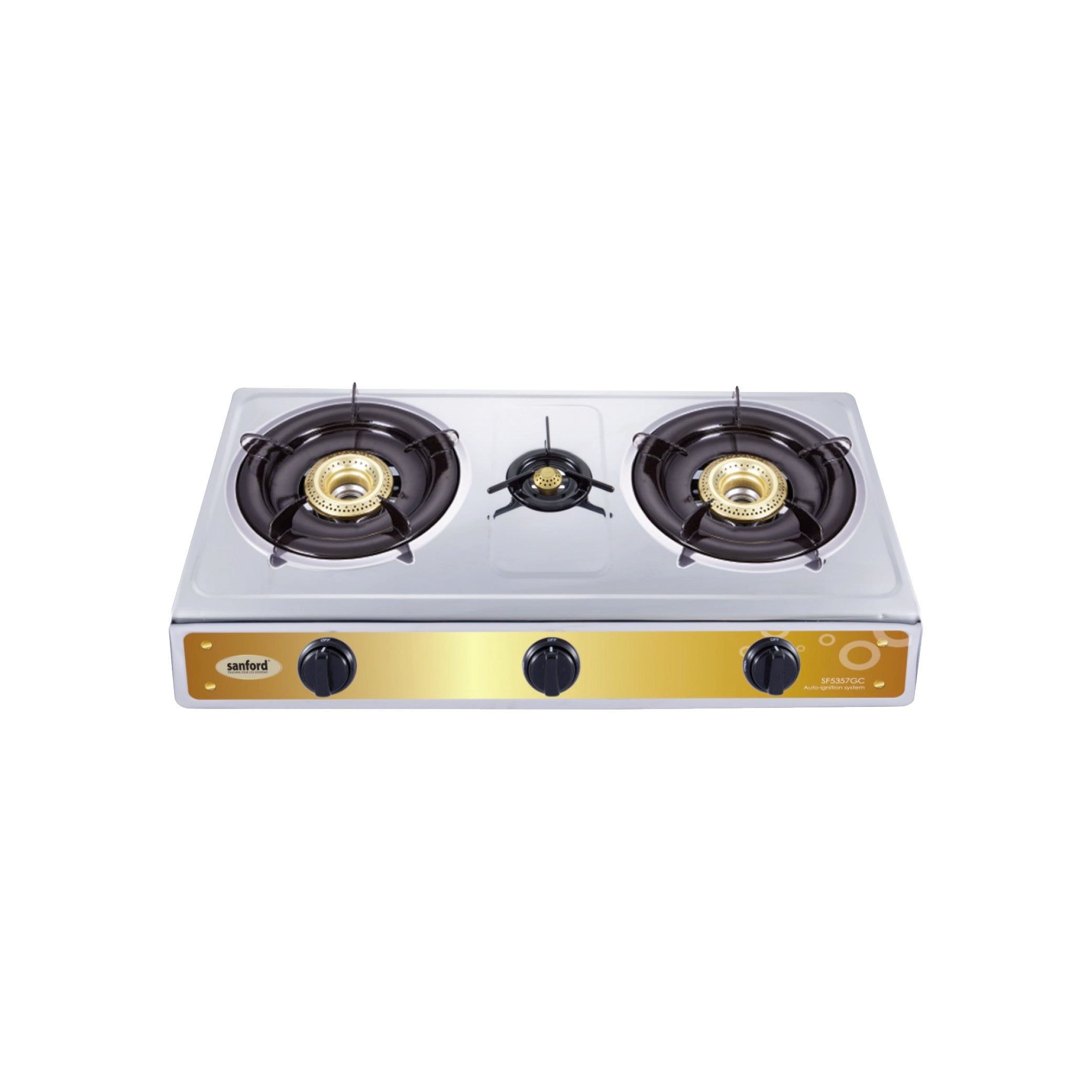 3 burner gas stove stainless steel auto ignition Blue Flame sanford 1