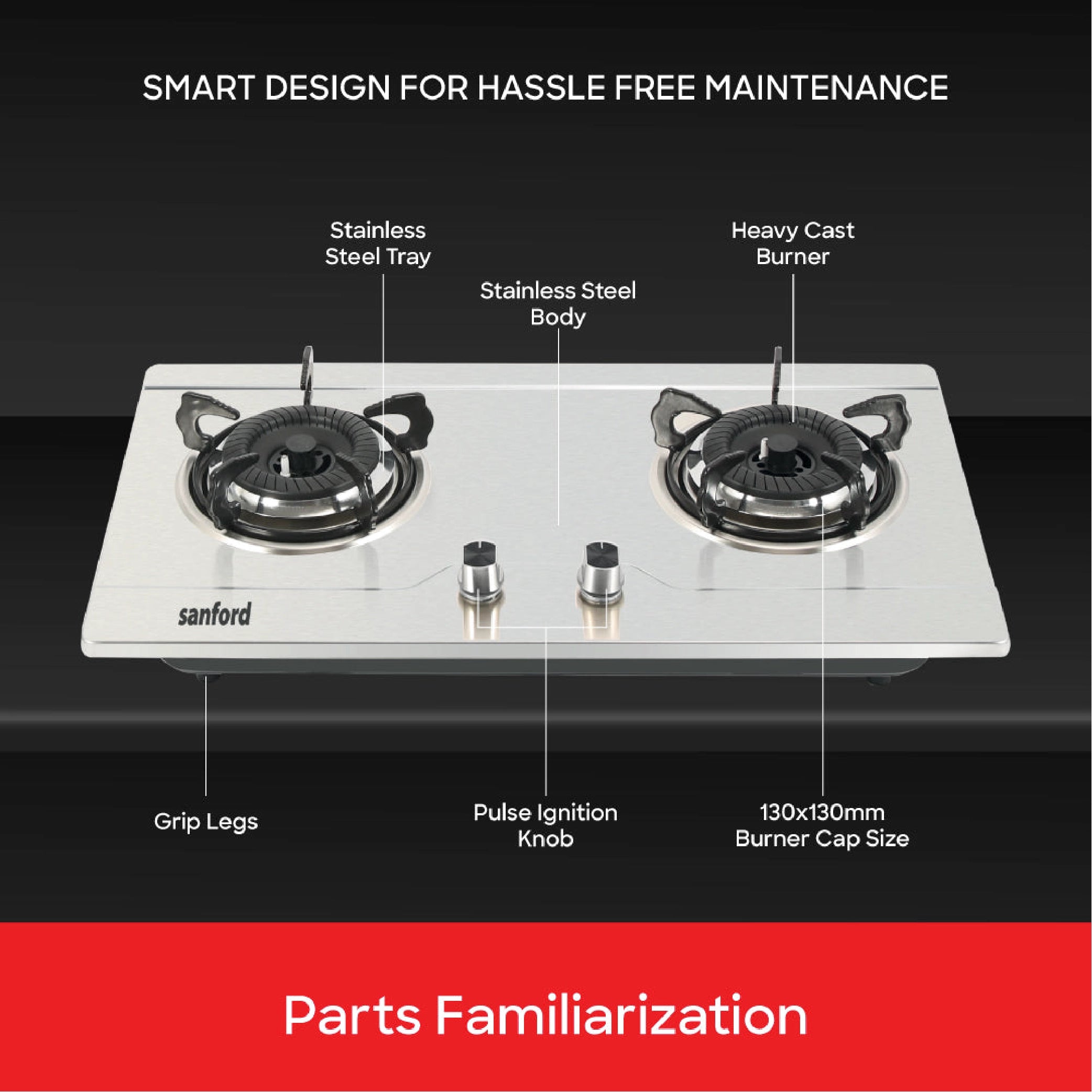 2 Burner Glass Top Gas Hob sanford 5