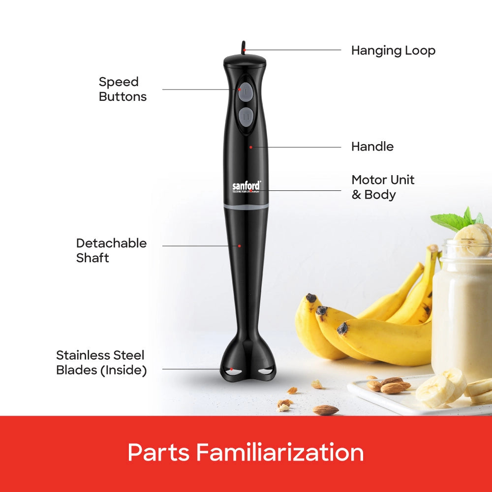 300W Hand blender copper motor turbo function & compact grip sanford 5