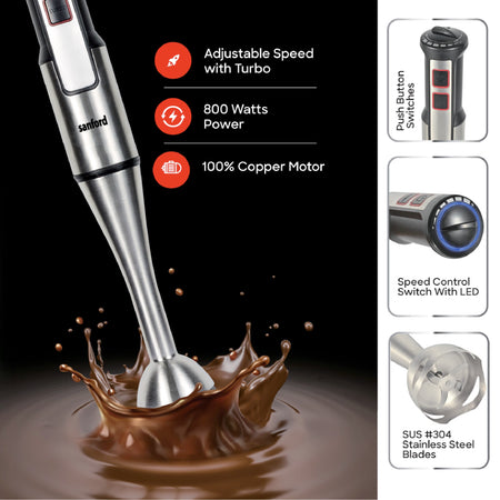 Hand Blender 800W Turbo Speed Control Ergonomic Grip sanford 4