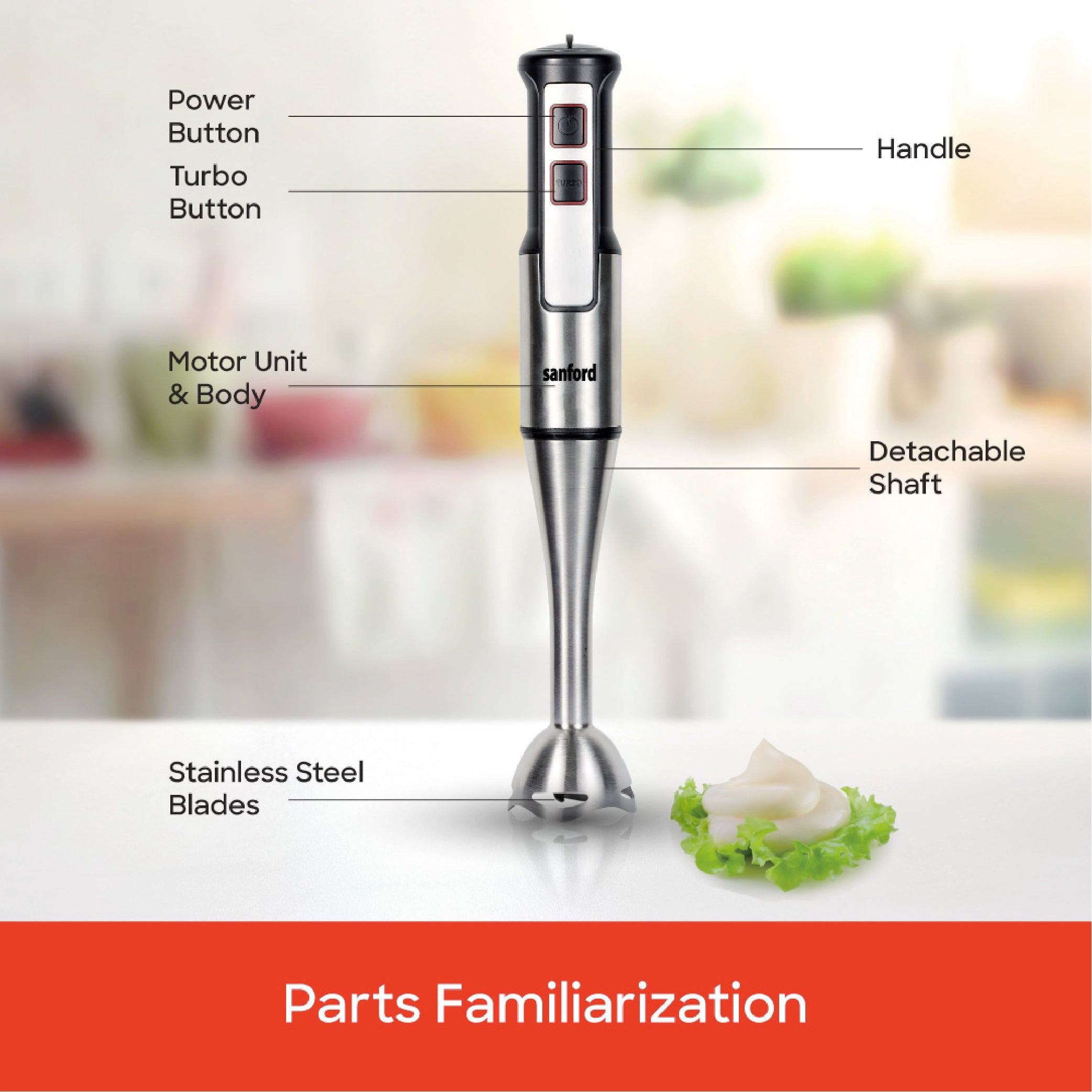 Hand Blender 800W Turbo Speed Control Ergonomic Grip sanford 5