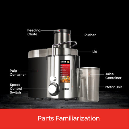 Juice Extractor 65mm Wide Feed Chute Stainless Steel Filter 500W sanford 6